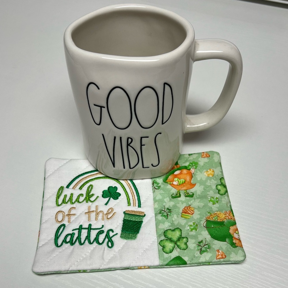Hand Crafted Mug Rug Coaster Embroidered Cotton Fabric Padded Absorbs Liquid - Picture 3 of 7